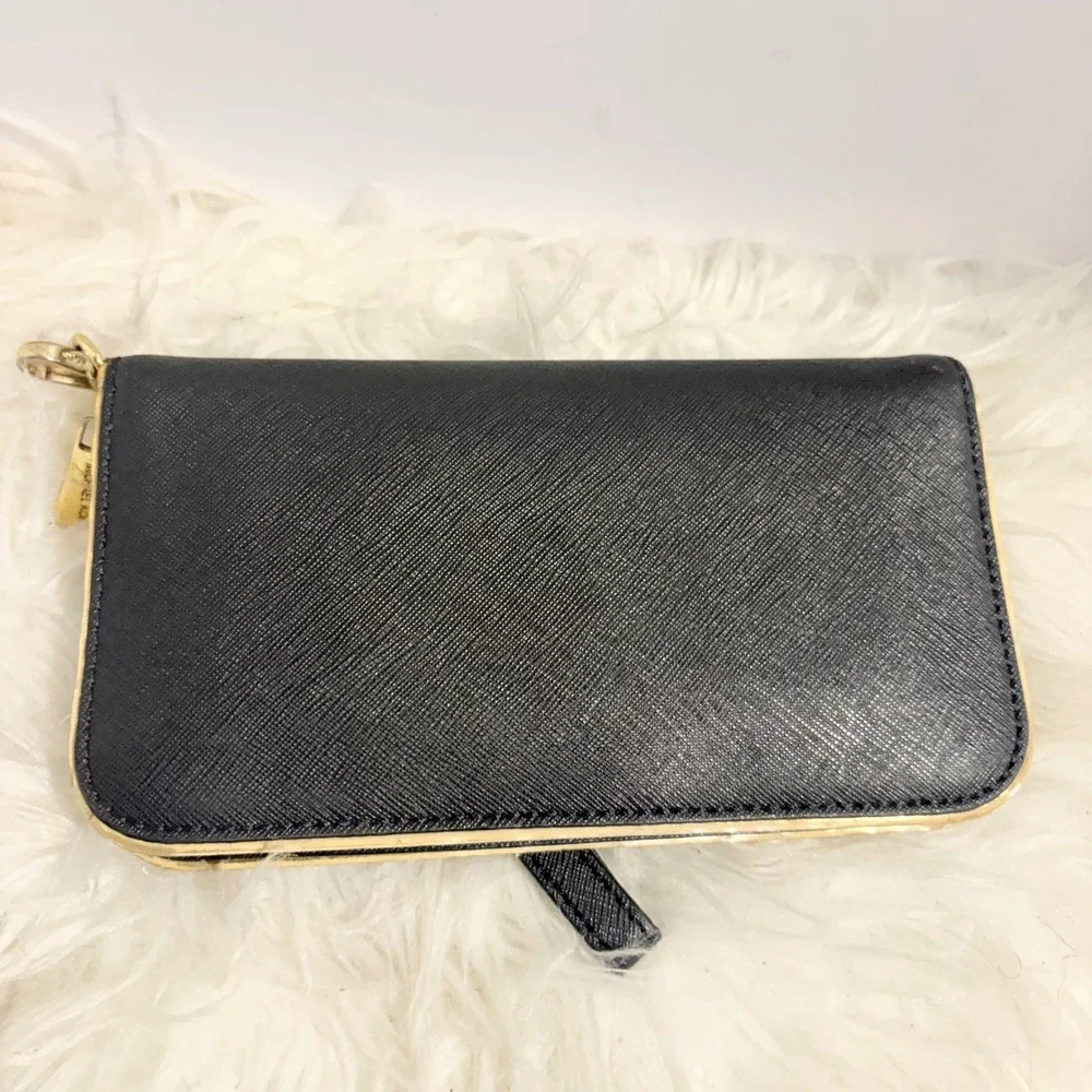 Michael Kors Jet Set Travel Zip Around Accordion Wallet Black 38F7YFMZ3L